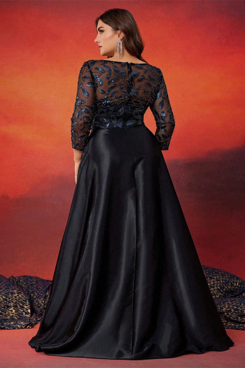 Noir Une Ligne Grande Taille Longue Mère De La Mariée Robe De Mère De La Mariée