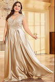 Fard à joues rose grande taille satin longue mère de la mariée robe