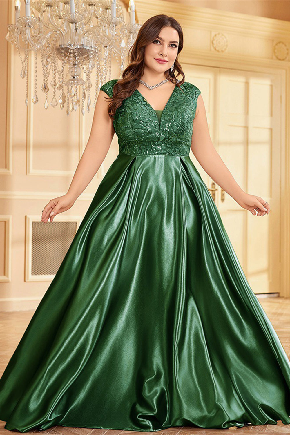 Fard à joues rose grande taille satin longue mère de la mariée robe