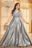 Fard à joues rose grande taille satin longue mère de la mariée robe