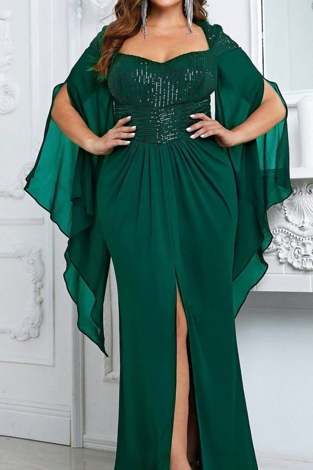 Sirène noire scintillante Longue Mère de la Mariée Robe Avec Fente