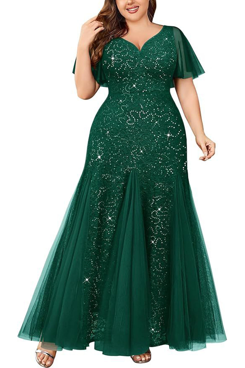 Robe longue mère de la mariée noire scintillante grande taille avec appliques