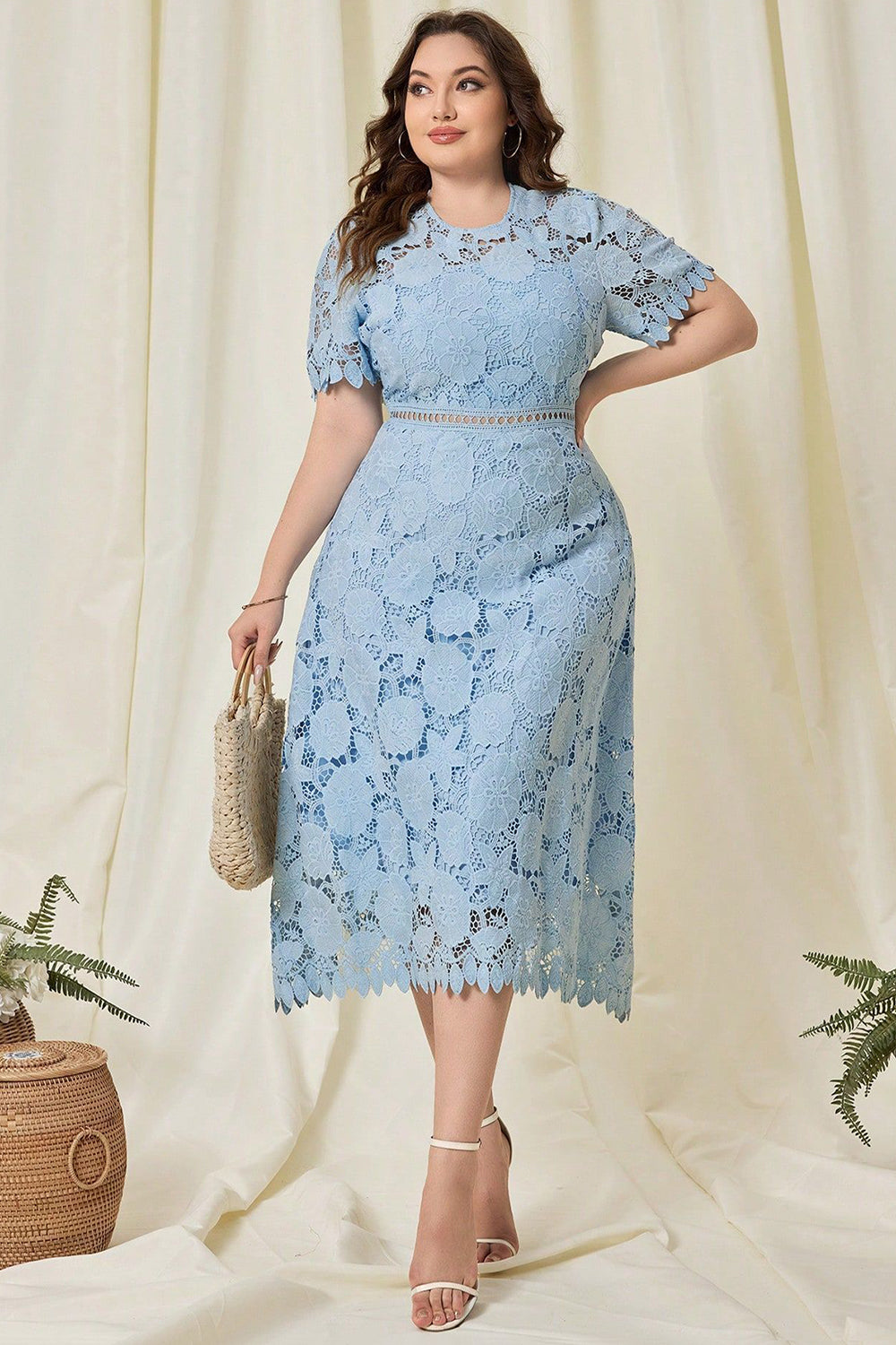 Robe de mère de la mariée en dentelle bleu ciel grande taille