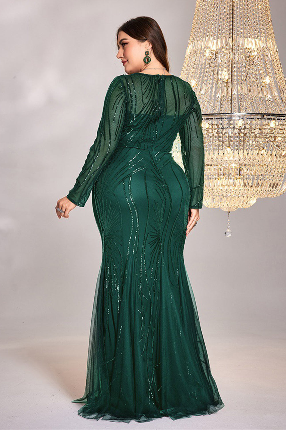 Robe longue mère de la mariée sirène bleu royal scintillant