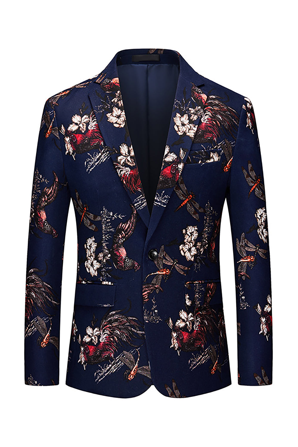 Blazer de bal à revers crantés floral imprimé noir