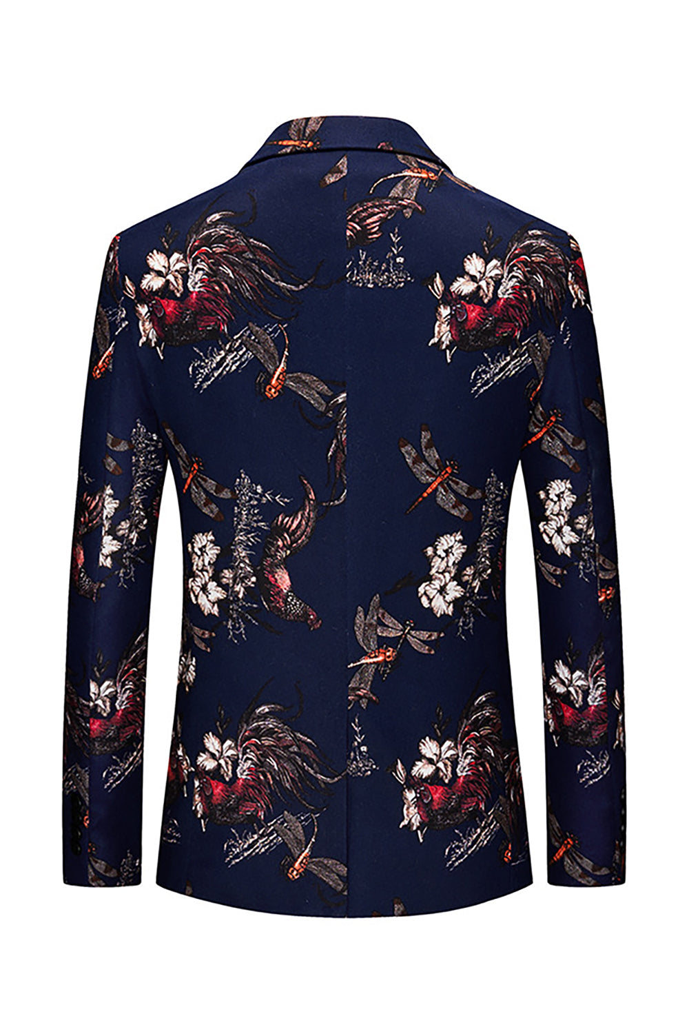 Blazer de bal à revers crantés floral imprimé noir