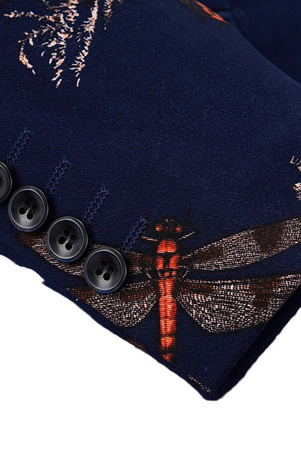 Blazer de bal à revers crantés floral imprimé noir