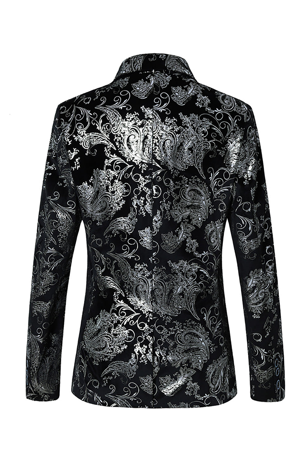 Noir Doré Jacquard Châle Revers Un Bouton Blazer De Smoking Homme