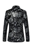 Noir Doré Jacquard Châle Revers Un Bouton Blazer De Smoking Homme