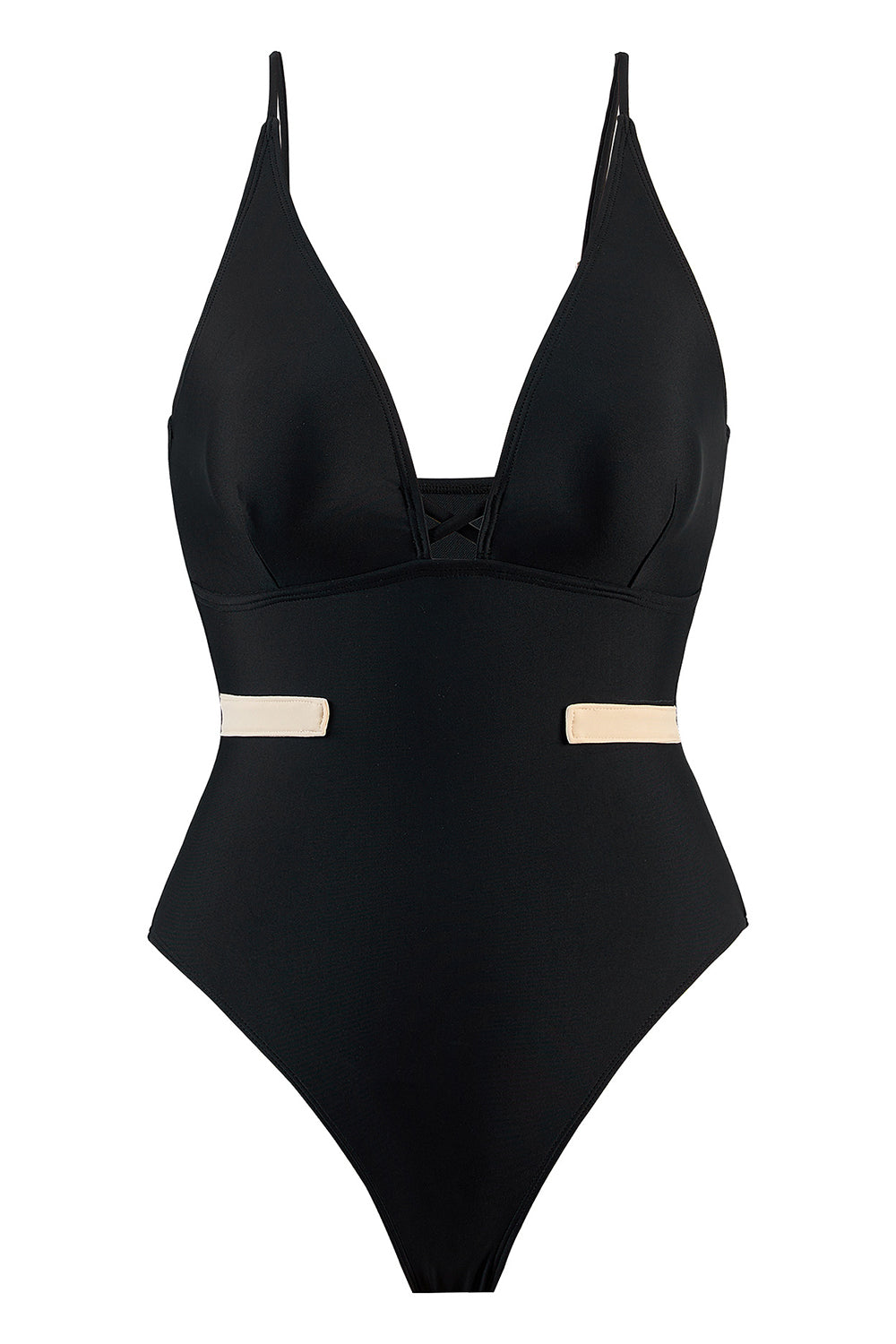 Maillot de bain une pièce classique noir à lanières