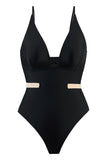 Maillot de bain une pièce classique noir à lanières