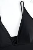 Maillot de bain une pièce classique noir à lanières