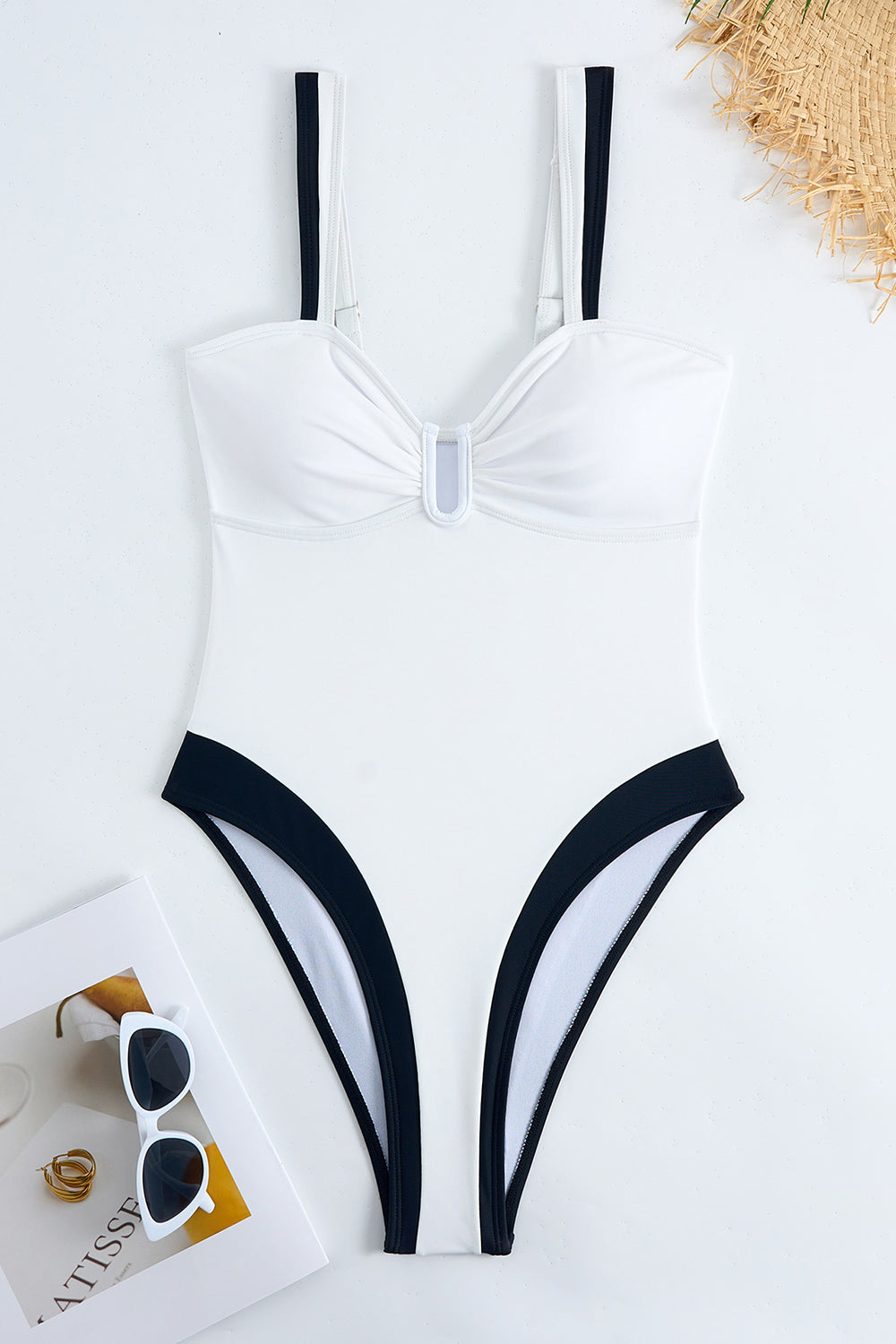 Maillot de bain une pièce à bretelles spaghetti blanc