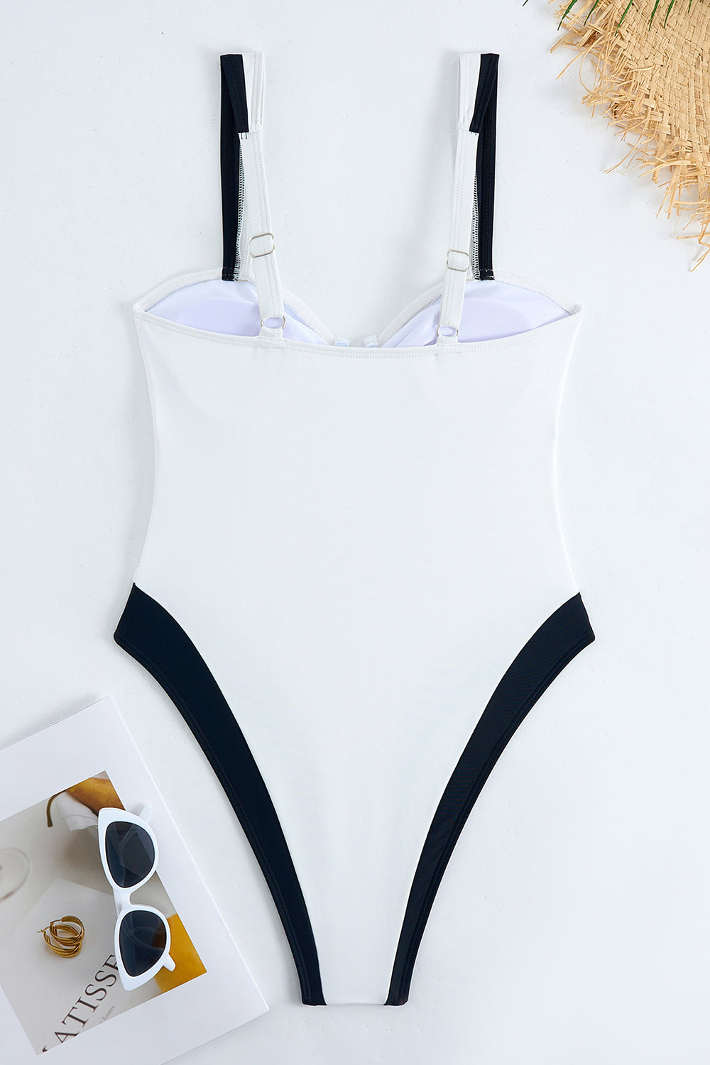 Maillot de bain une pièce à bretelles spaghetti blanc
