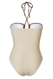Maillot de bain une pièce découpé dos nu ivoire avec couverture
