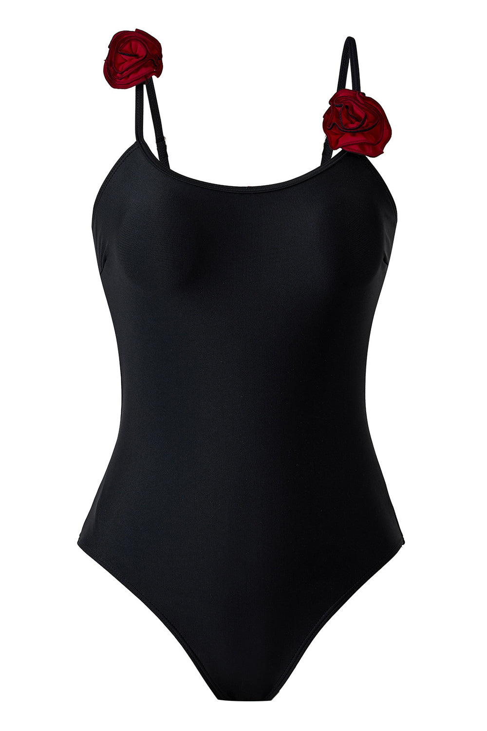 Maillot de bain une pièce à bretelles spaghetti noir avec couverture à volants