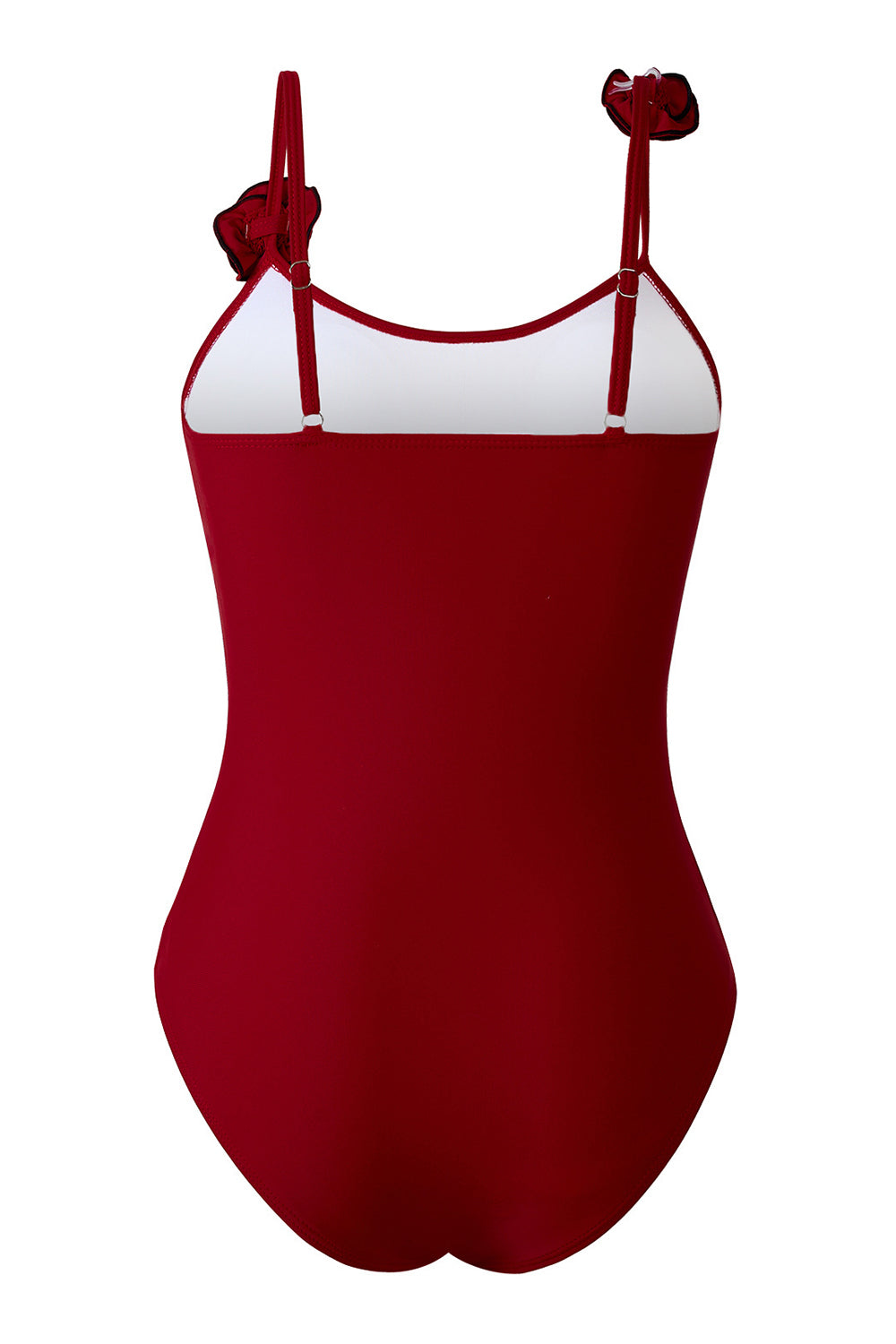 Maillot de bain une pièce à bretelles spaghetti noir avec couverture à volants