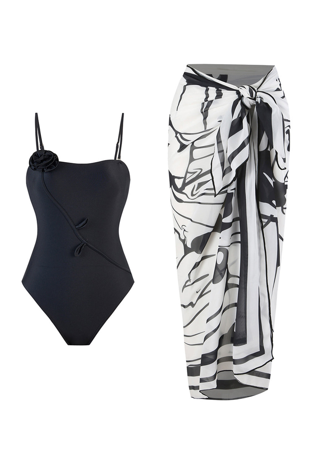 Maillots de bain une pièce vert imprimé en 3D fleur