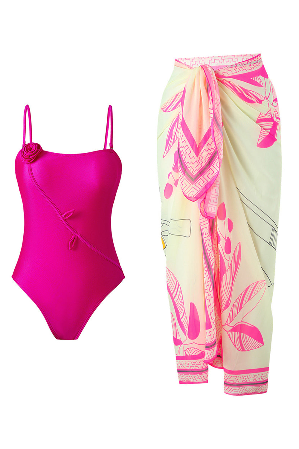 Maillots de bain une pièce vert imprimé en 3D fleur