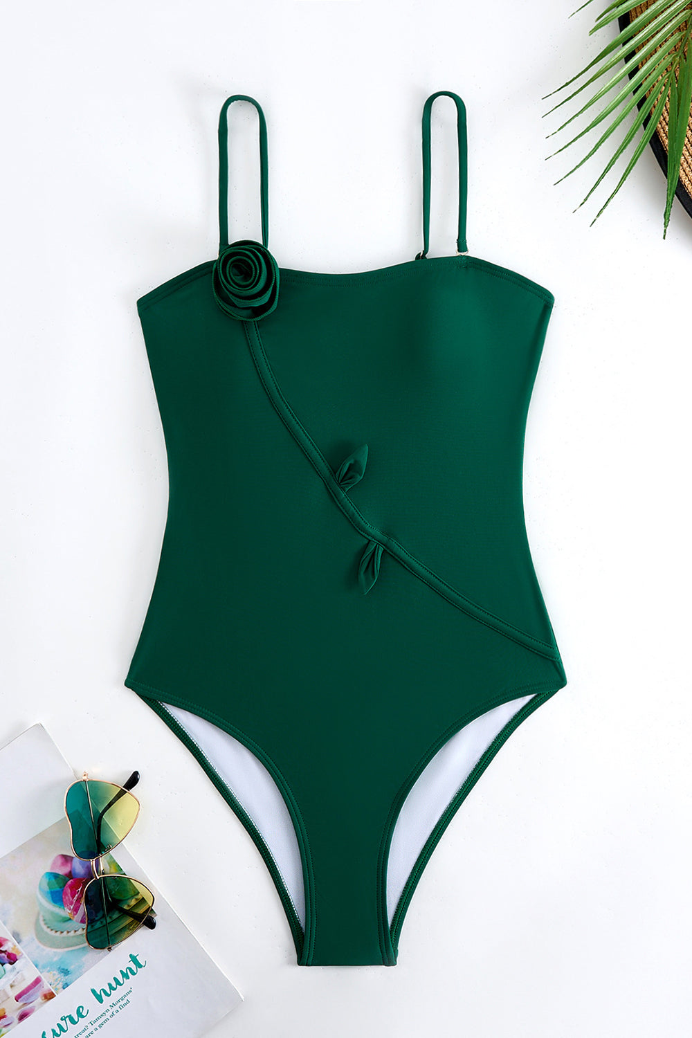 Maillots de bain une pièce vert imprimé en 3D fleur