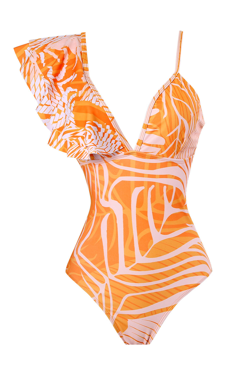 Maillot de bain une pièce une pièce imprimé orange licol