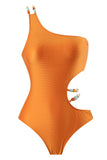 Maillots de bain de plage une pièce orange découpés