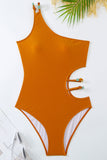 Maillots de bain de plage une pièce orange découpés