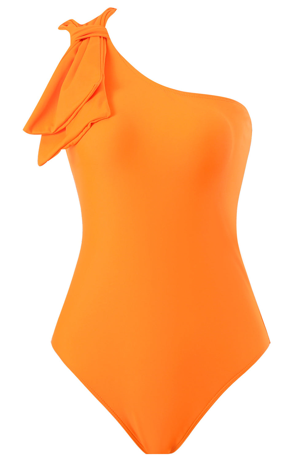 Maillots de bain de plage une pièce orange froncé