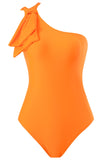 Maillots de bain de plage une pièce orange froncé