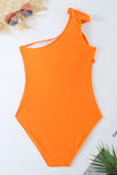Maillots de bain de plage une pièce orange froncé