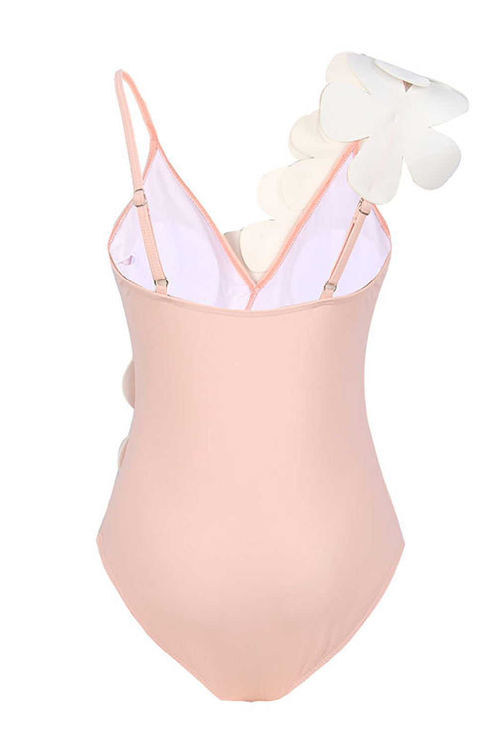 Noir Blanc Une pièce Col V Maillot de Bain de Plage avec Fleurs 3D