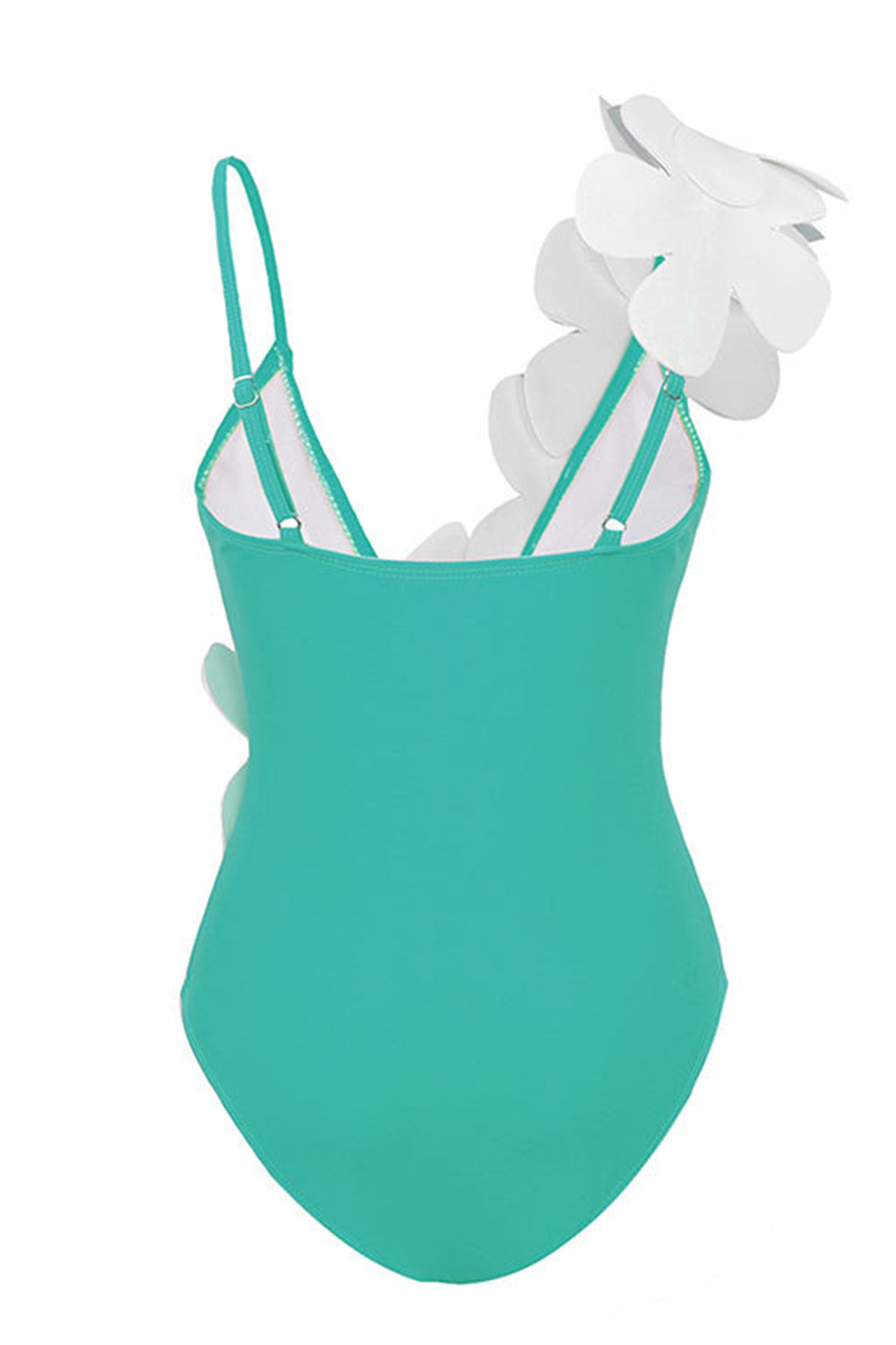 Noir Blanc Une pièce Col V Maillot de Bain de Plage avec Fleurs 3D