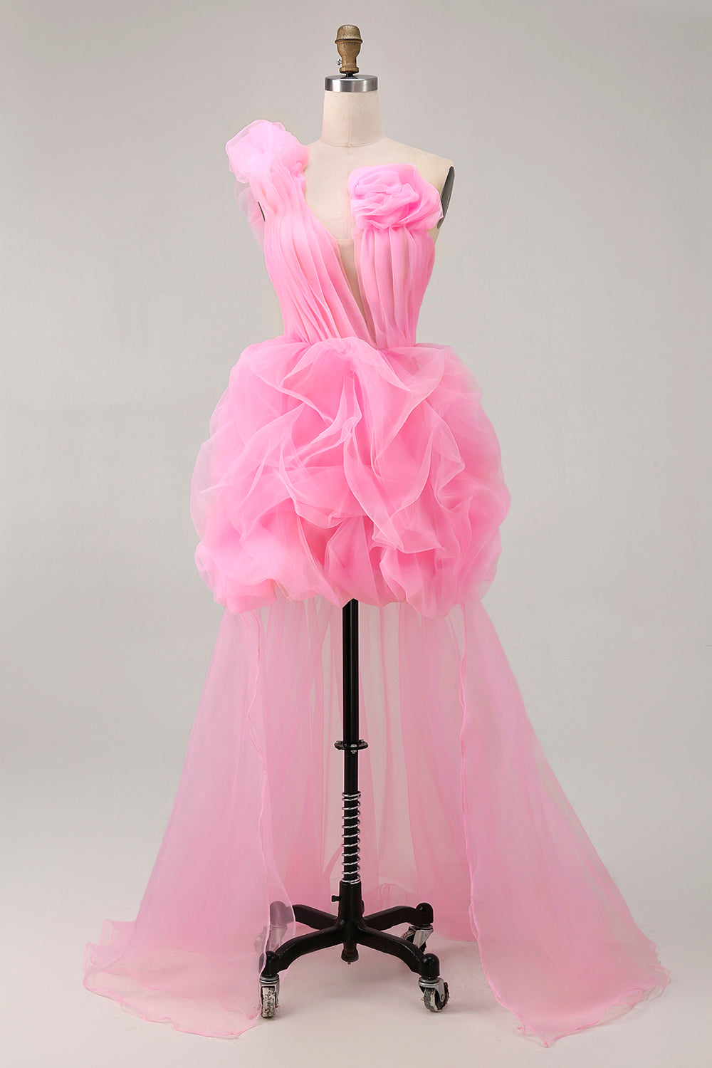 Hot Pink A Ligne Une Épaule À Une Épaule Robe Courte Retrouvailles