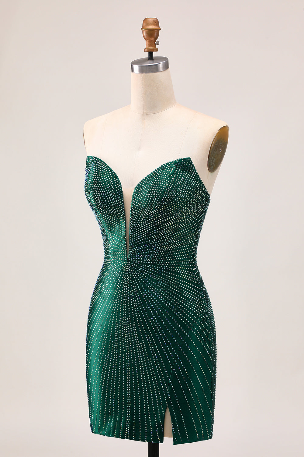 Robe moulante de retour vert foncé scintillante sans bretelles