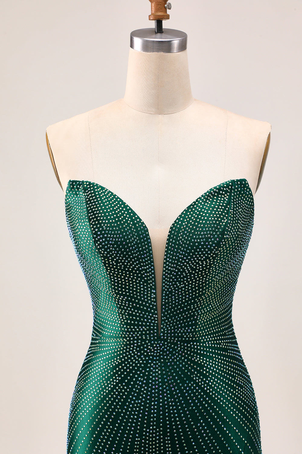 Robe moulante de retour vert foncé scintillante sans bretelles