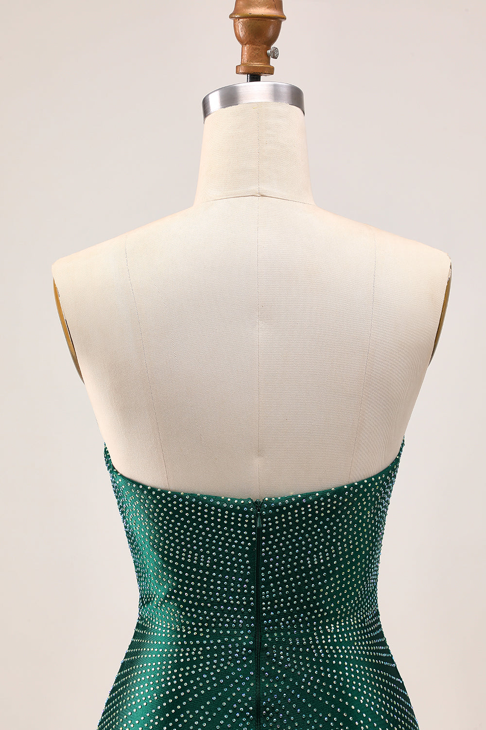 Robe moulante de retour vert foncé scintillante sans bretelles