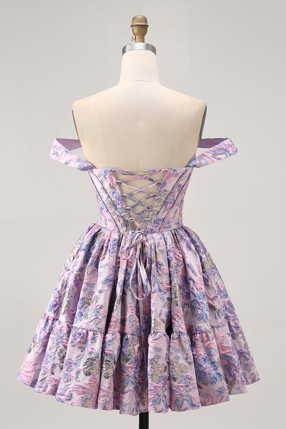 Épaule dénudée brocart vert foncé floral une robe de bal imprimée en ligne