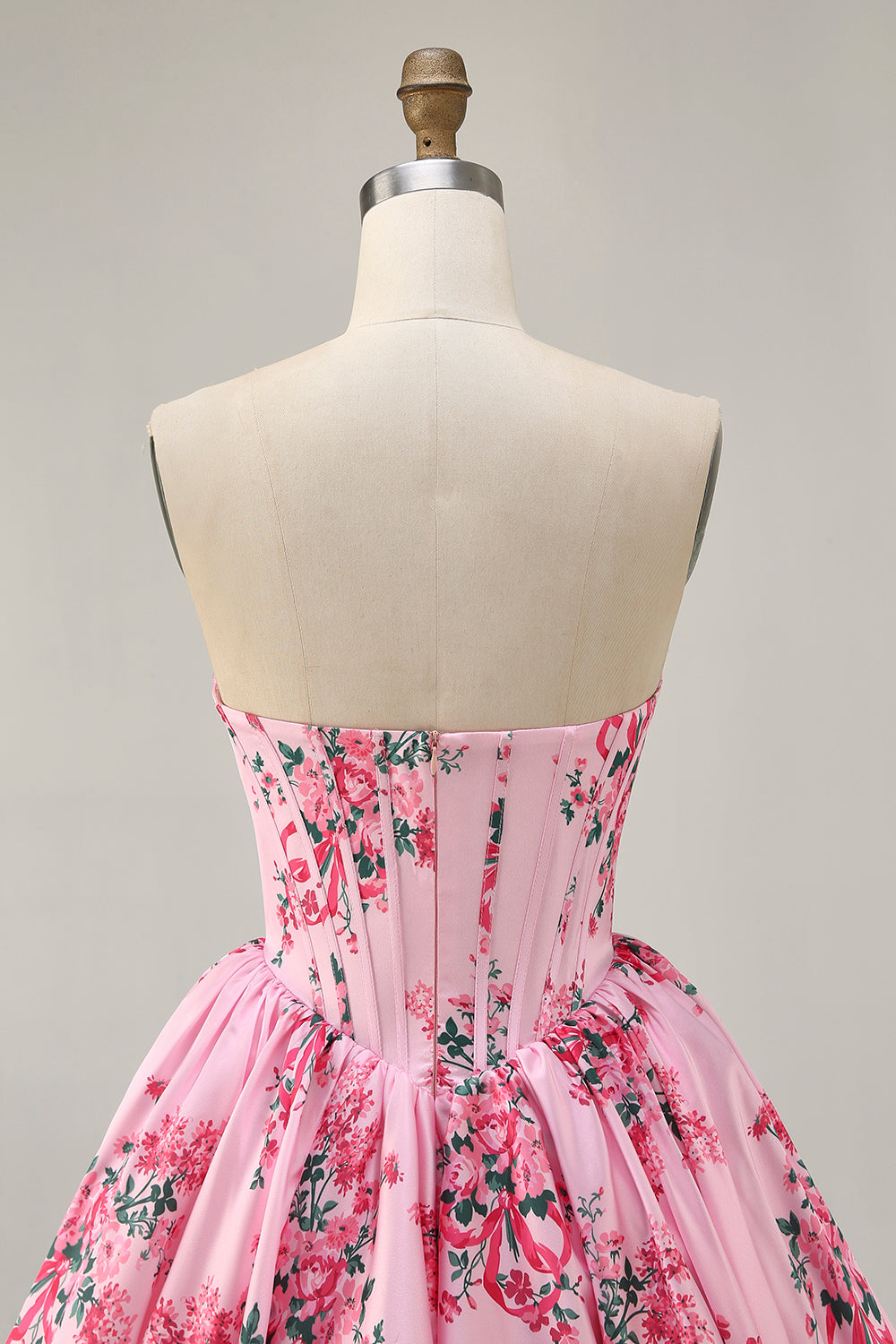 Fleur rose A-ligne bretelles imprimée Homecoming Dress avec perles