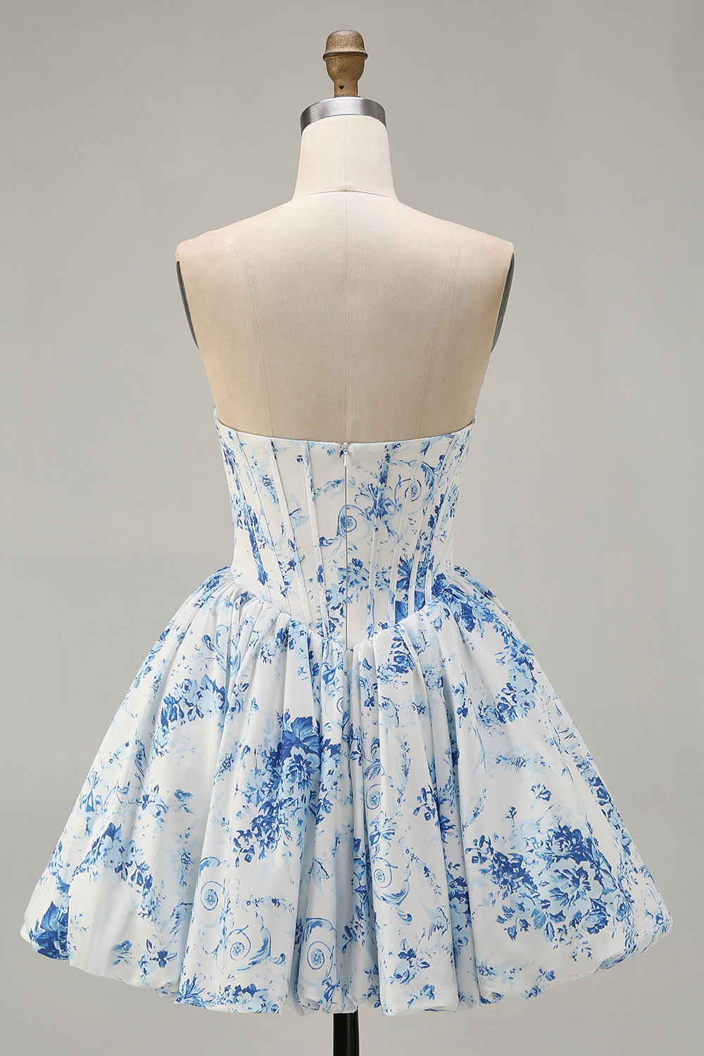 Fleur rose A-ligne bretelles imprimée Homecoming Dress avec perles