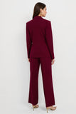 Slim Fit Un Bouton 2 Pièce Bourgogne Femmes Costumes