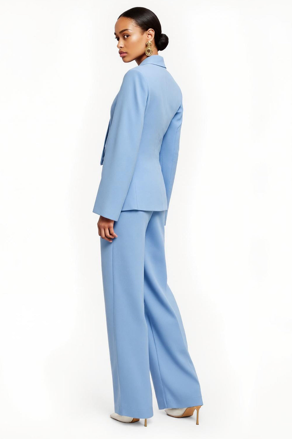 Bleu Un Bouton Peak Lapel 2-Piece Femmes Costumes