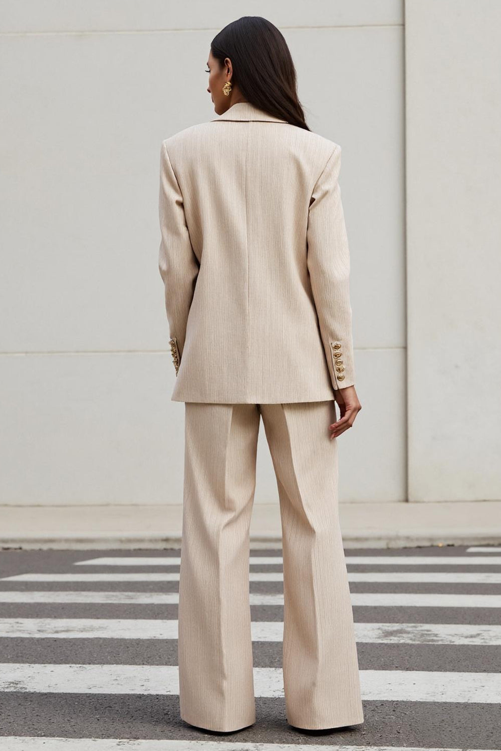 Abricot Cranched Lapel 2-piece Femmes Costumes