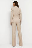 Abricot 2 pièces revers crantés ajustés femmes costumes avec ceintures