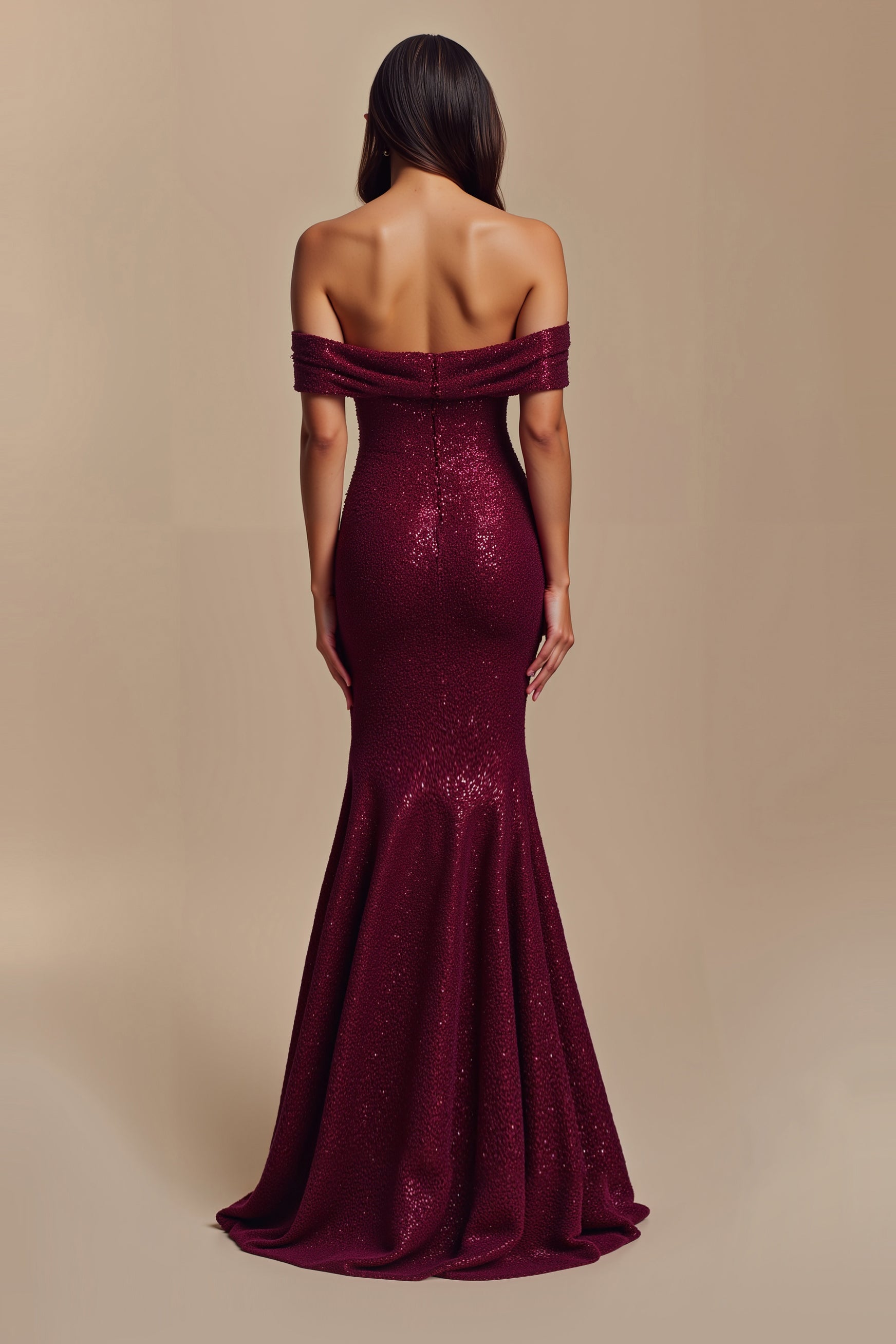 Robe de soirée longue fleurie sirène sirène bordeaux scintillante