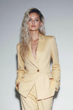 Jaune 2 Pièces Peak Lapel Femmes Costumes avec Poches