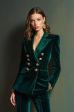 Velours vert foncé 2 pièces pointe revers femmes costumes