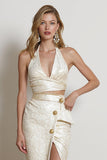 Robe de travail midi dos nu champagne avec fente