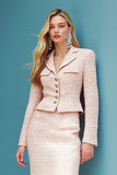 Blush 2 Piece Tweed Crayon Simple Boutonnage Midi Pageant Interview Tenues Costumes