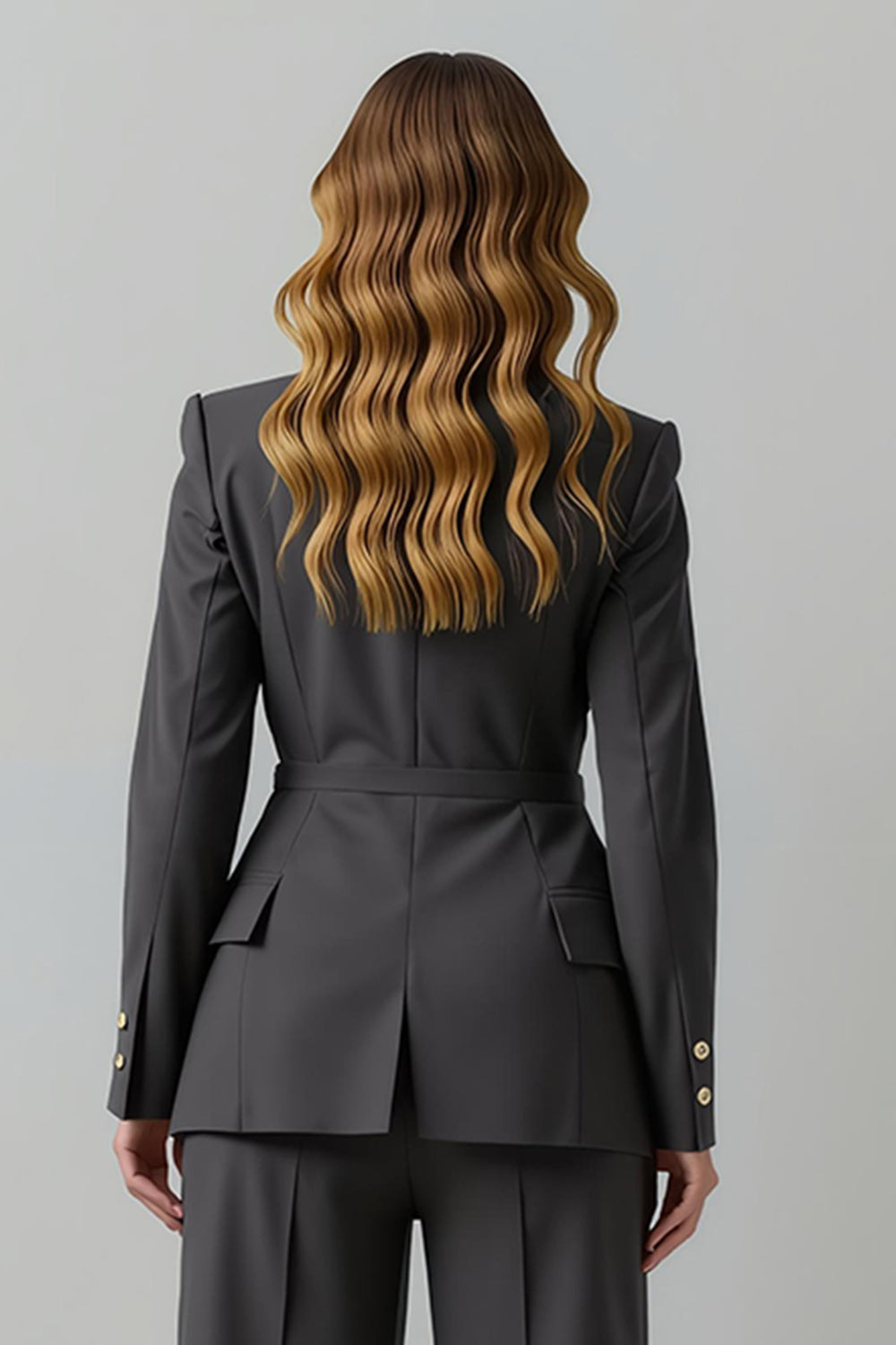 Gris foncé Peak Lapel 2 pièces Costumes d’affaires à double boutonnage