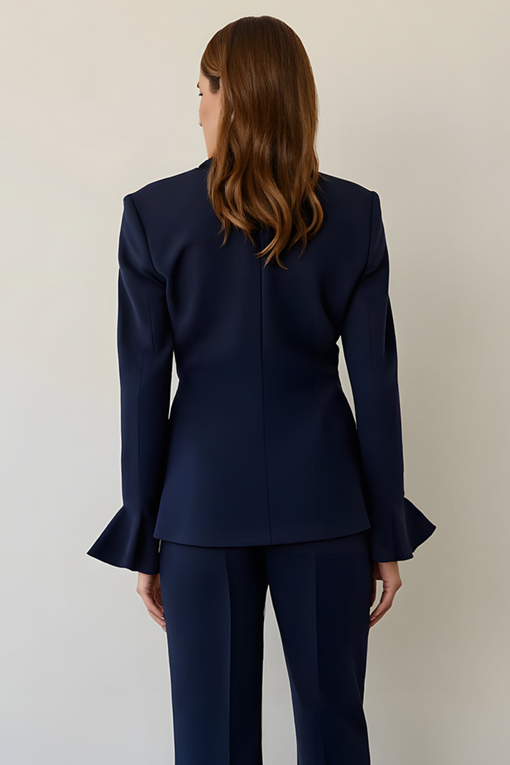 Costume de travail 2 pièces bleu marine à simple boutonnage et revers crantés